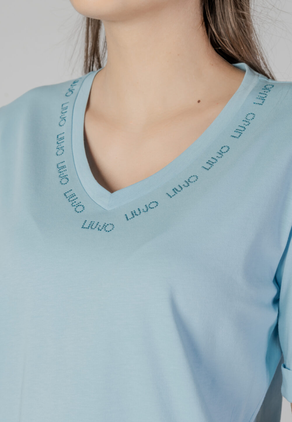 T-shirt Liu-Jo ecs moda m/c Celeste - Foto 5