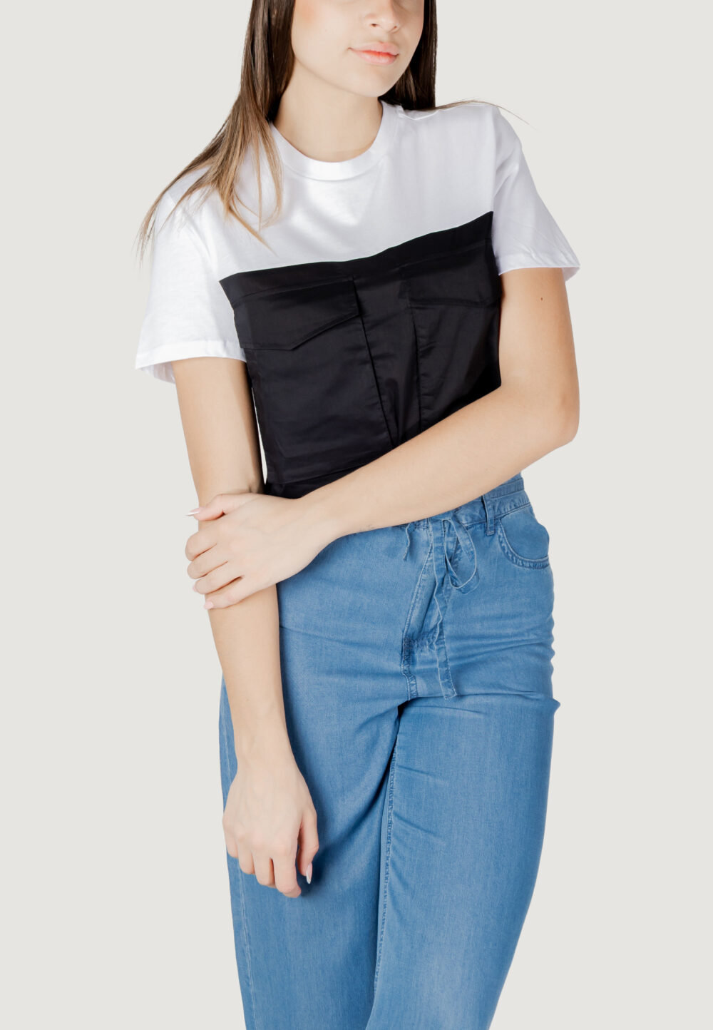 T-shirt Only onldara s/s short mix top jrs Bianco - Nero - Foto 1