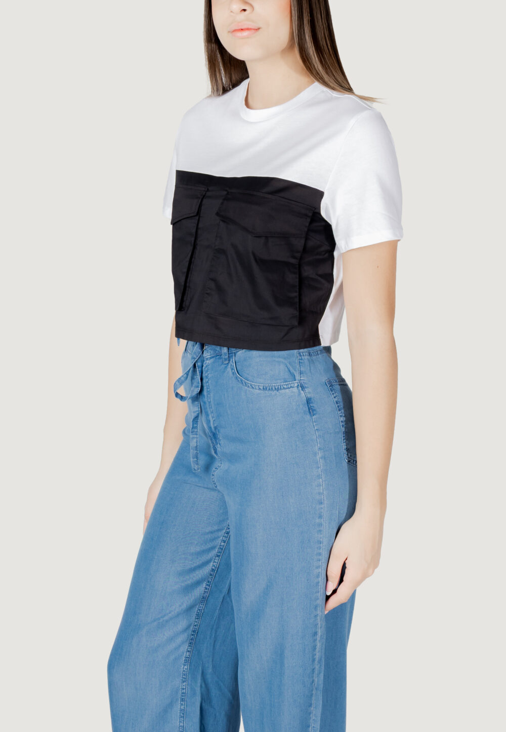 T-shirt Only onldara s/s short mix top jrs Bianco - Nero - Foto 2
