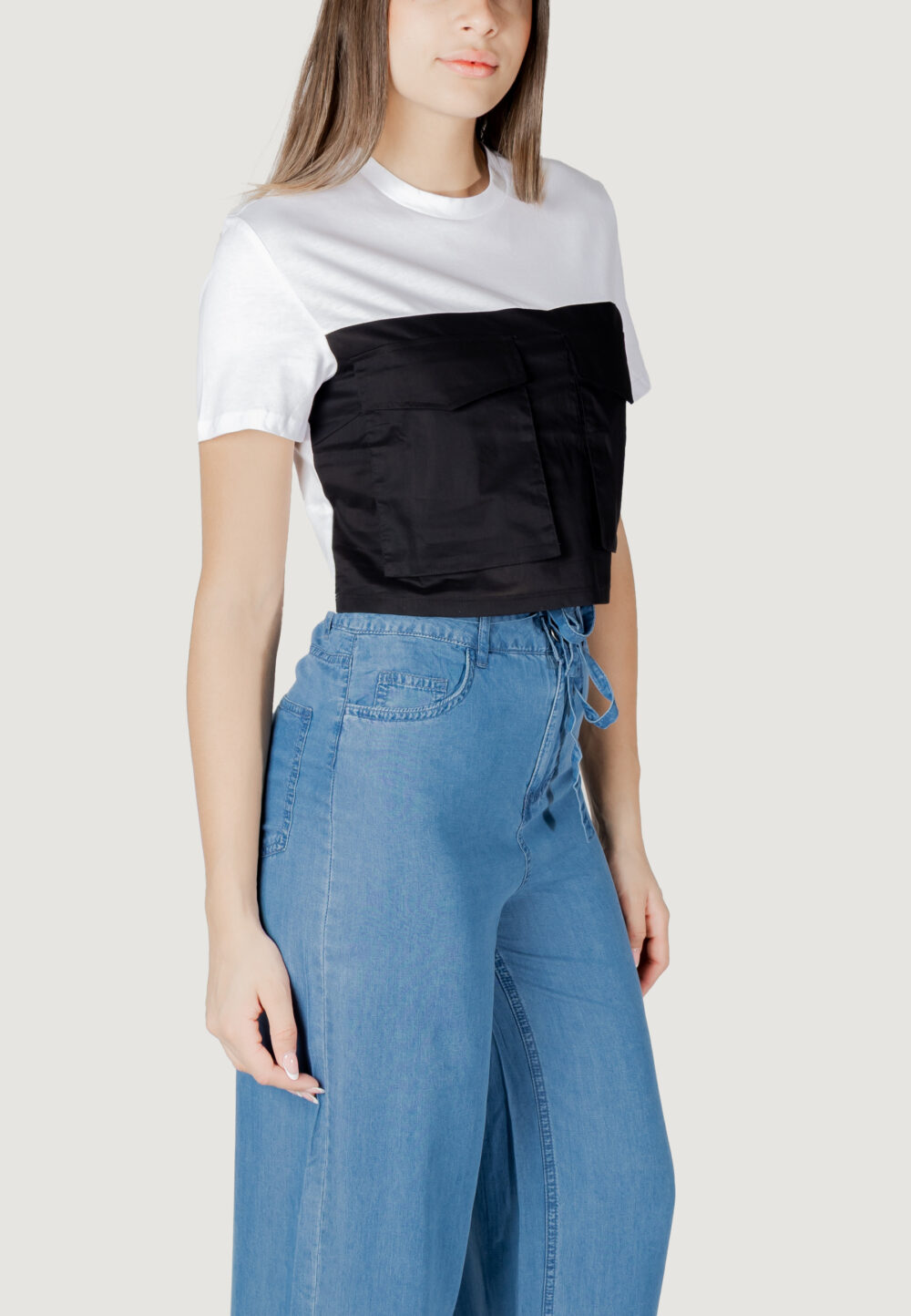 T-shirt Only onldara s/s short mix top jrs Bianco - Nero - Foto 3