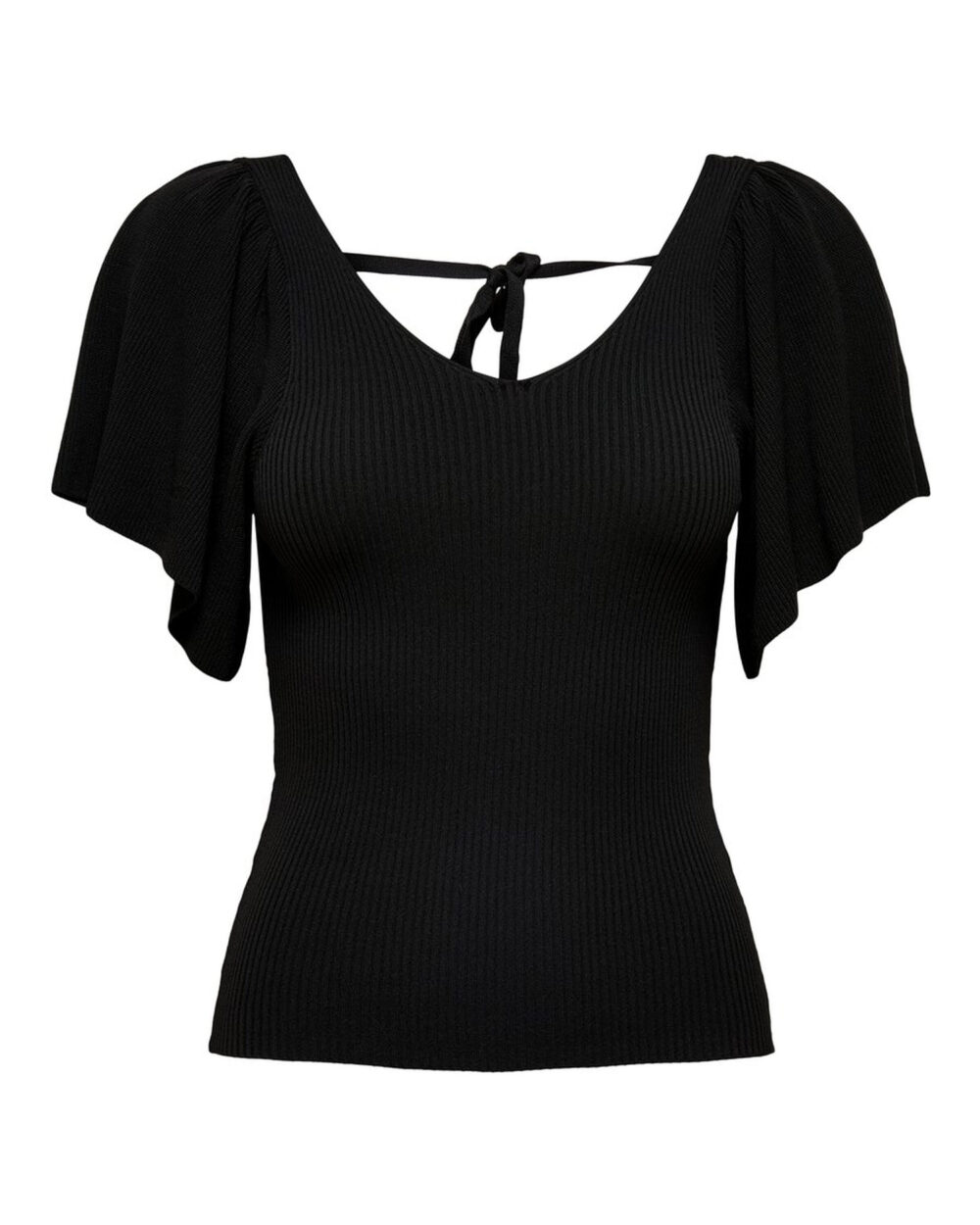 T-shirt Only onlleelo s/s back pullover knt noos Nero - Foto 4