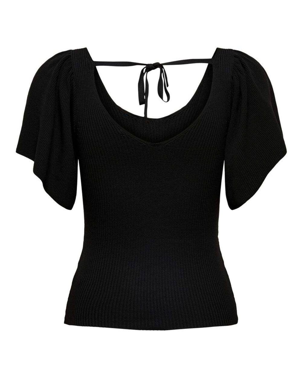T-shirt Only onlleelo s/s back pullover knt noos Nero - Foto 5