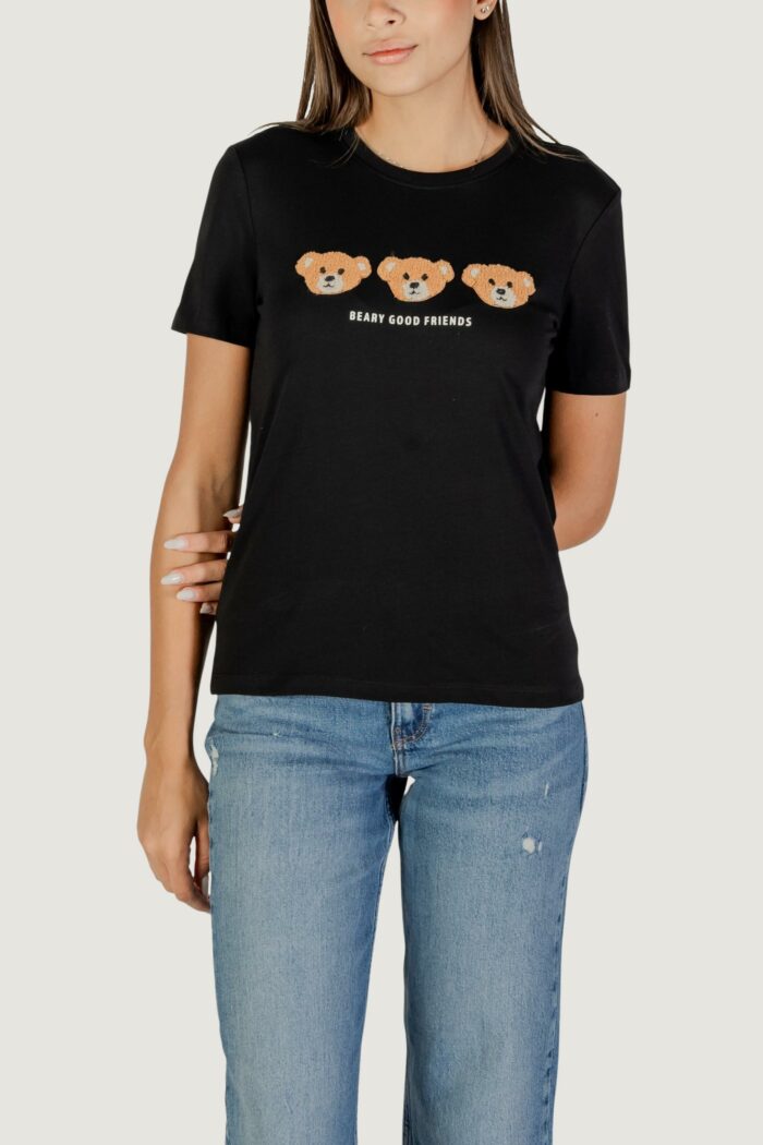 T-shirt Only onlteresa life reg s/s teddy top cs jrs Nero