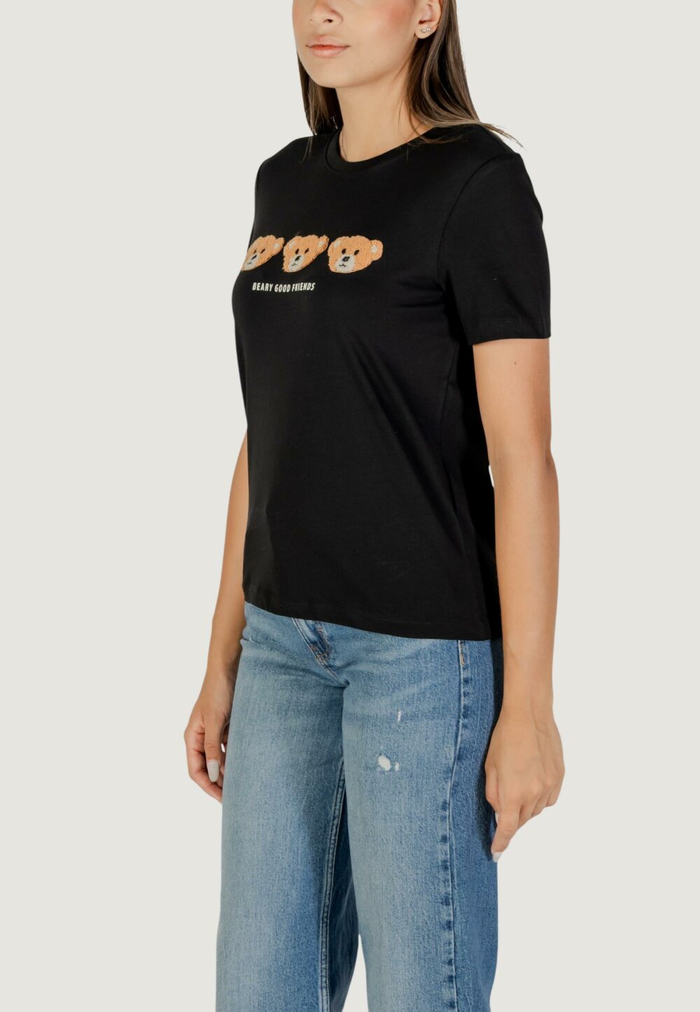 T-shirt Only onlteresa life reg s/s teddy top cs jrs Nero - Foto 2