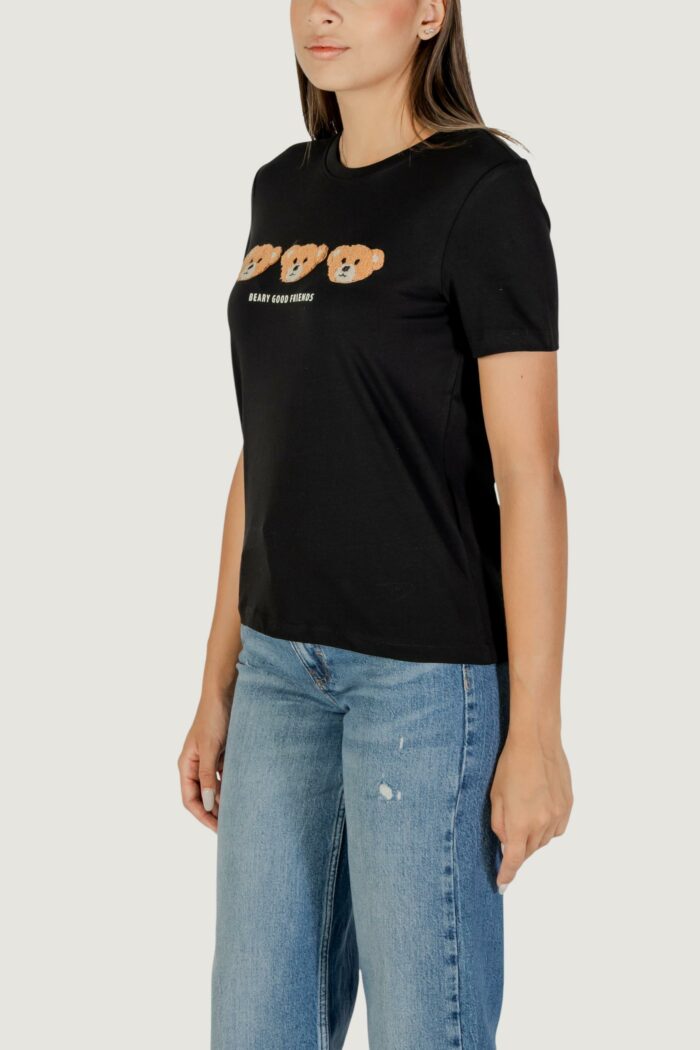 T-shirt Only onlteresa life reg s/s teddy top cs jrs Nero