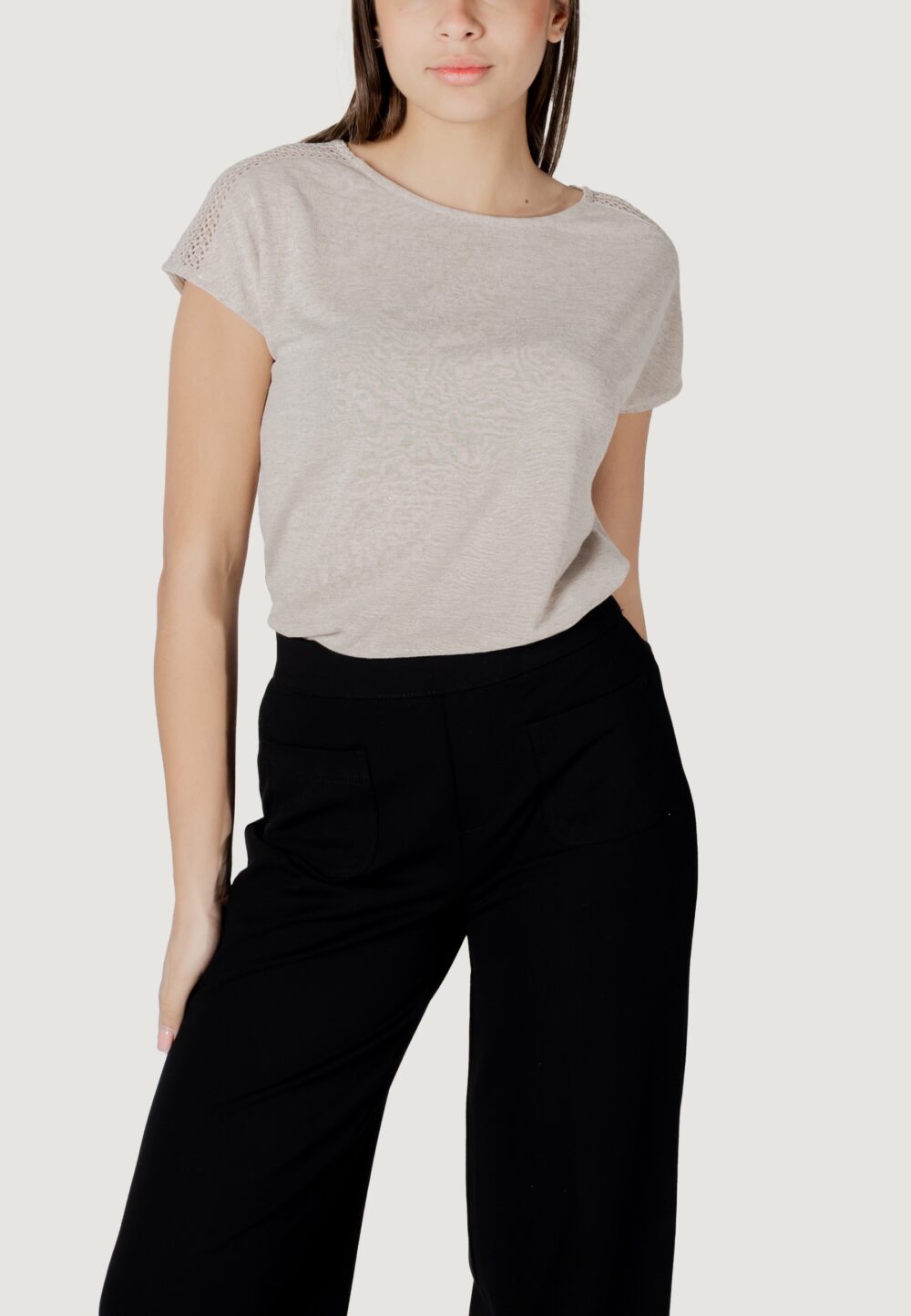 T-shirt Street One ltd qr linen look shirt w.laceshoulde Beige - Foto 1