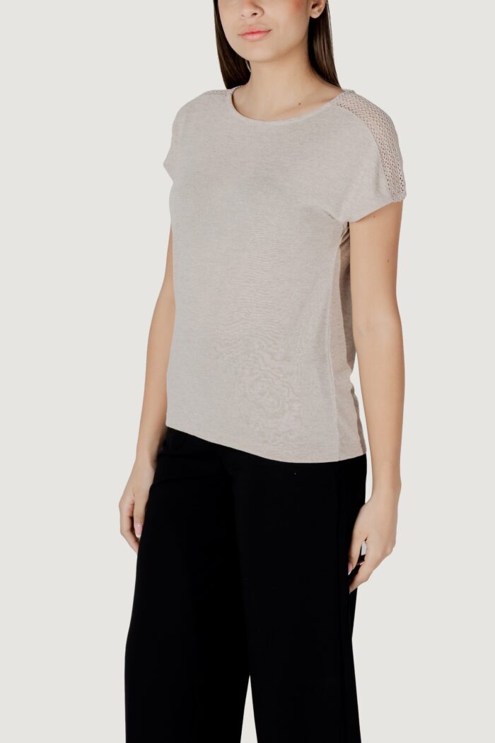 T-shirt Street One ltd qr linen look shirt w.laceshoulde Beige