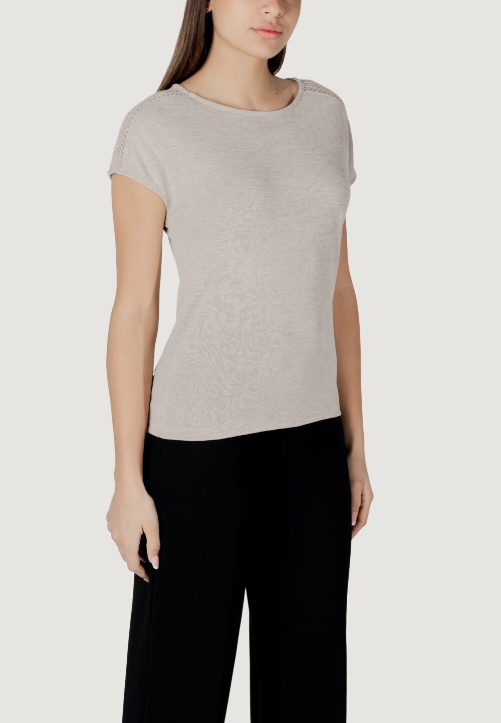 T-shirt Street One ltd qr linen look shirt w.laceshoulde Beige - Foto 3