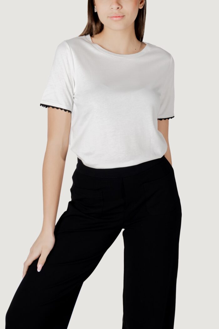 T-shirt Street One basic shirt w.deco tape at sleeves Bianco