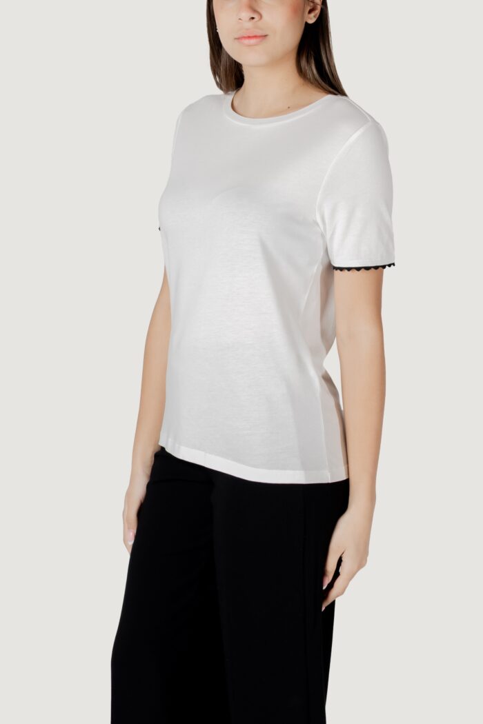 T-shirt Street One basic shirt w.deco tape at sleeves Bianco