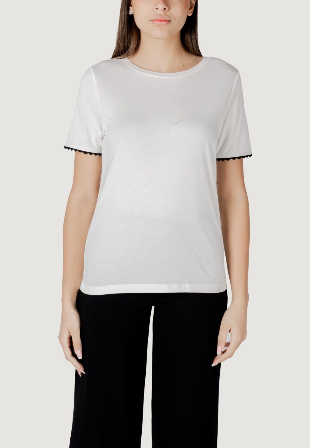 T-shirt Street One basic shirt w.deco tape at sleeves Bianco - Foto 5