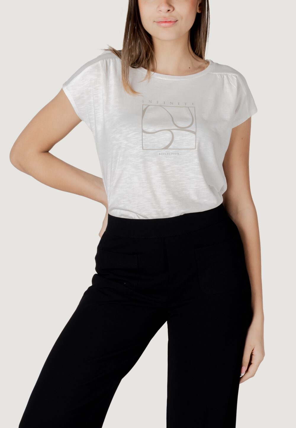 T-shirt Street One partprint shirt w.gathered shoulder Bianco - Foto 1