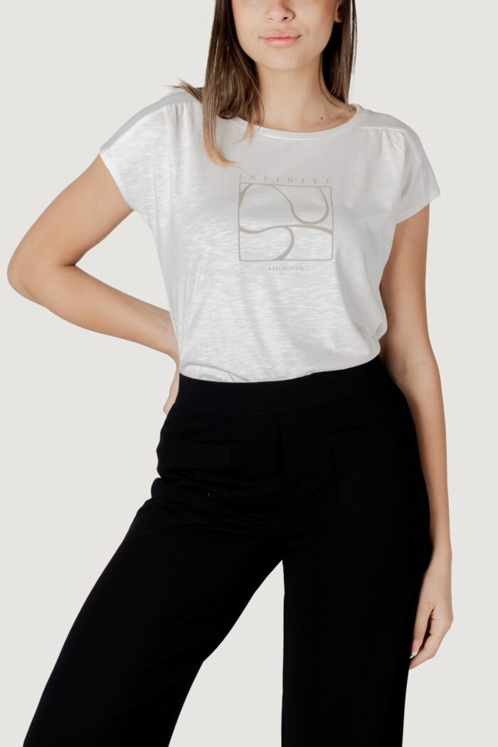 T-shirt Street One partprint shirt w.gathered shoulder Bianco