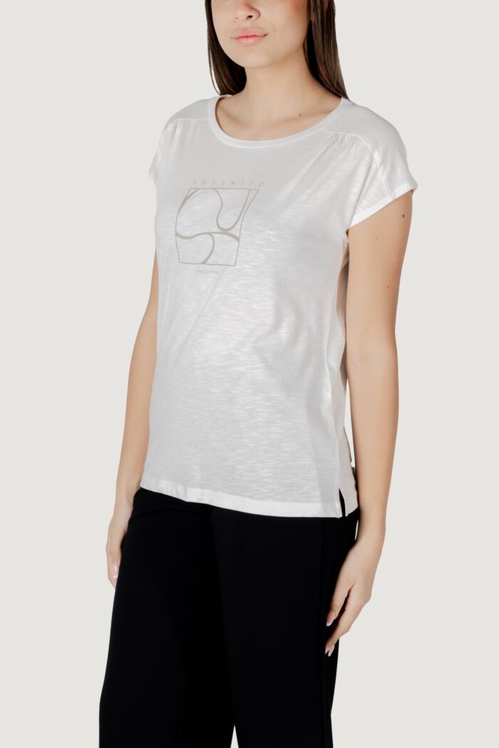 T-shirt Street One partprint shirt w.gathered shoulder Bianco