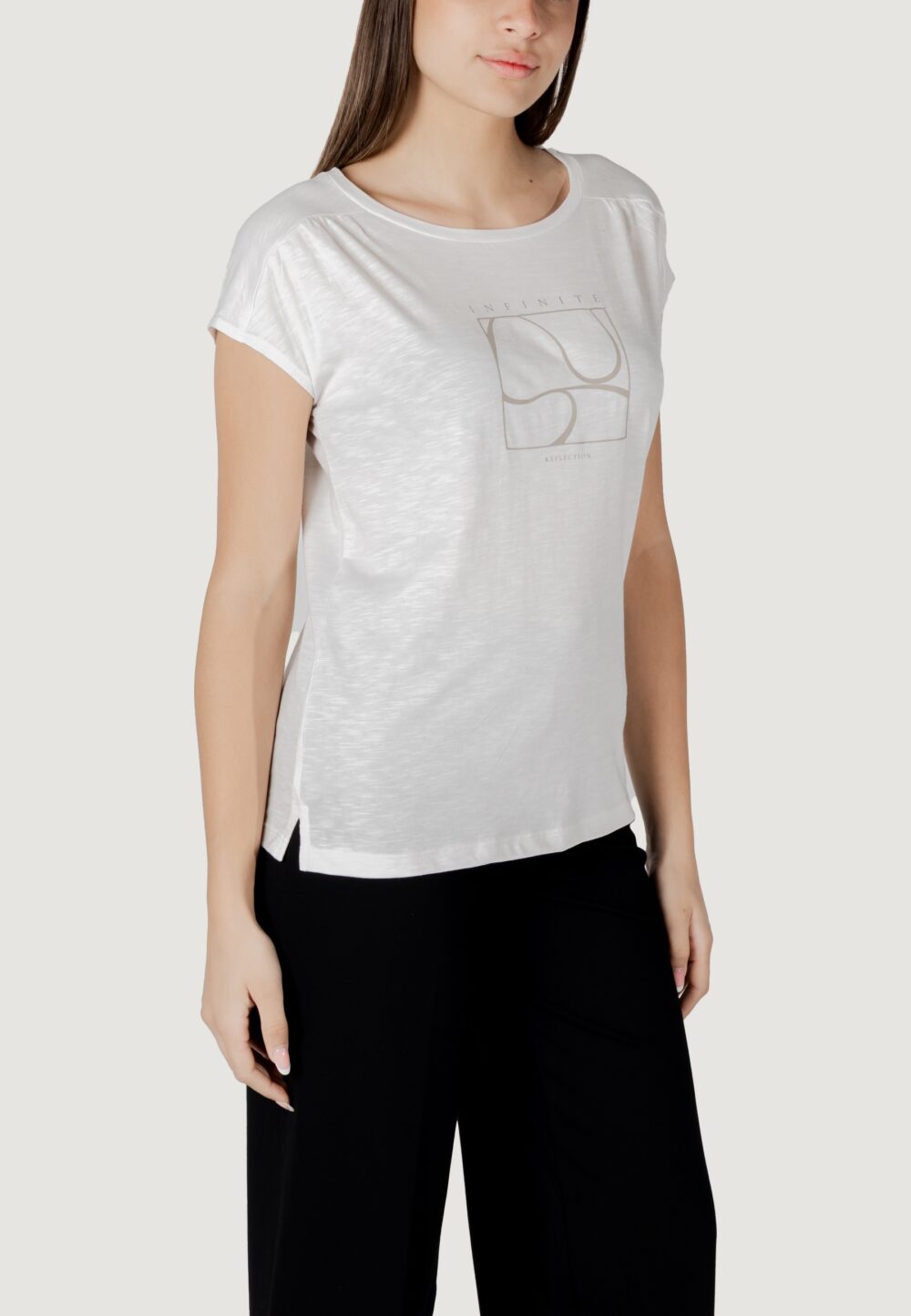 T-shirt Street One partprint shirt w.gathered shoulder Bianco - Foto 3