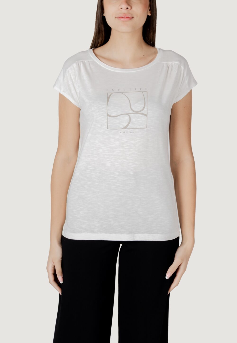 T-shirt Street One partprint shirt w.gathered shoulder Bianco - Foto 5