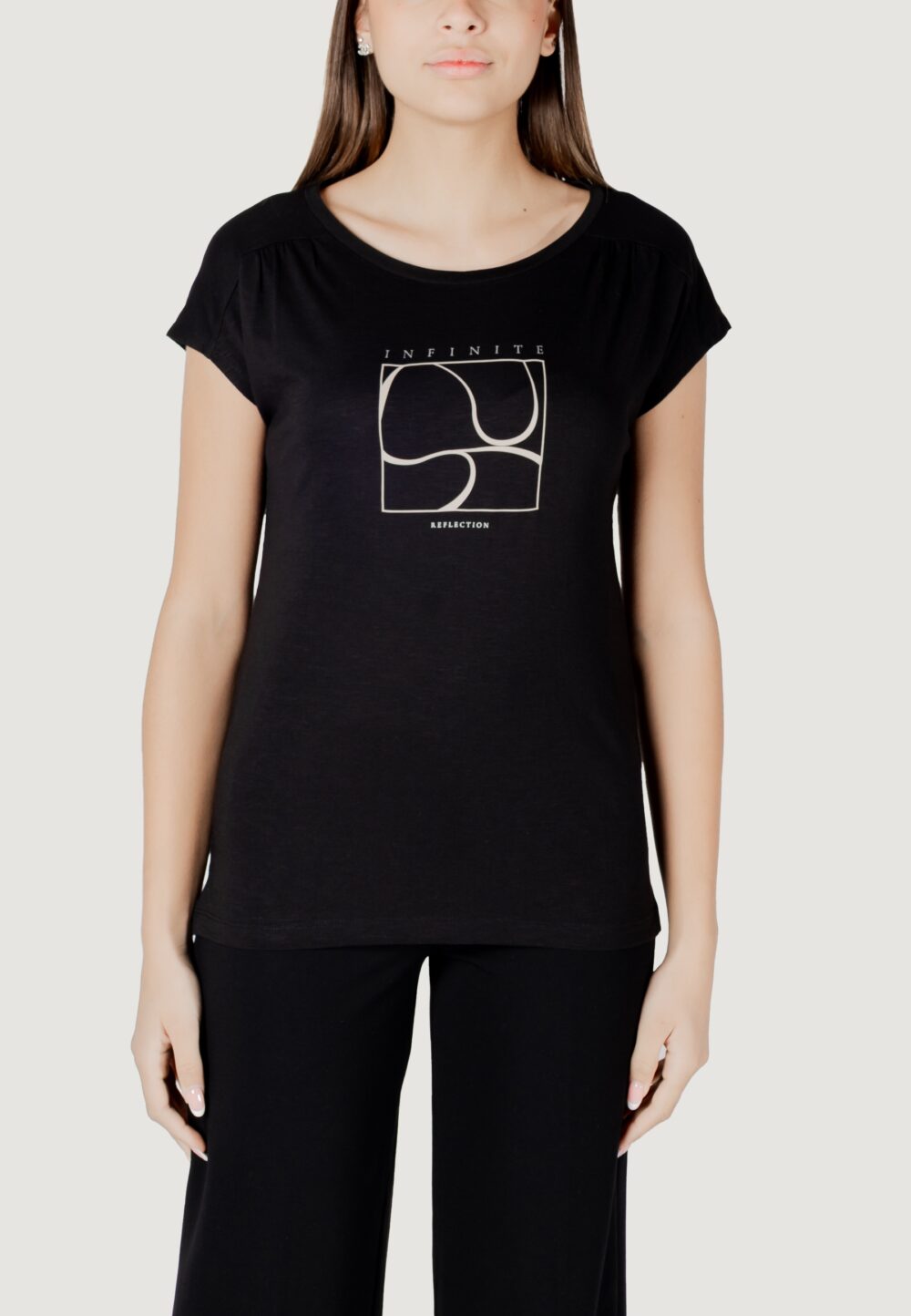 T-shirt Street One partprint shirt w.gathered shoulder Nero - Foto 5