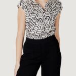 T-shirt Street One printed shirt w.button panel Panna - Foto 1