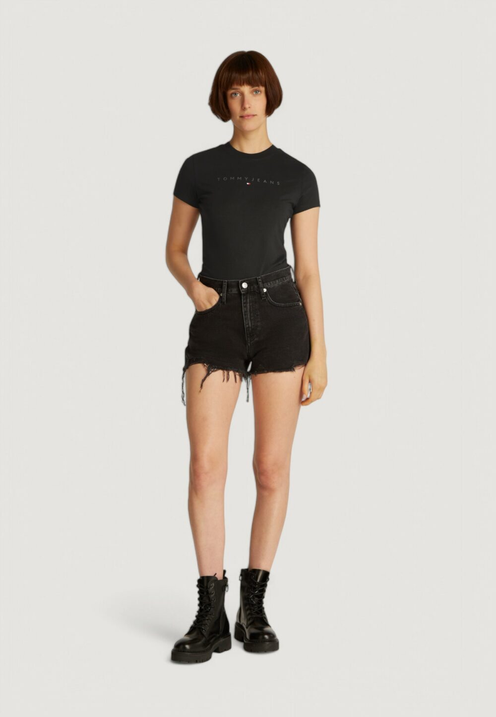 T-shirt Tommy Hilfiger Jeans tjw tonal linea Nero - Foto 3