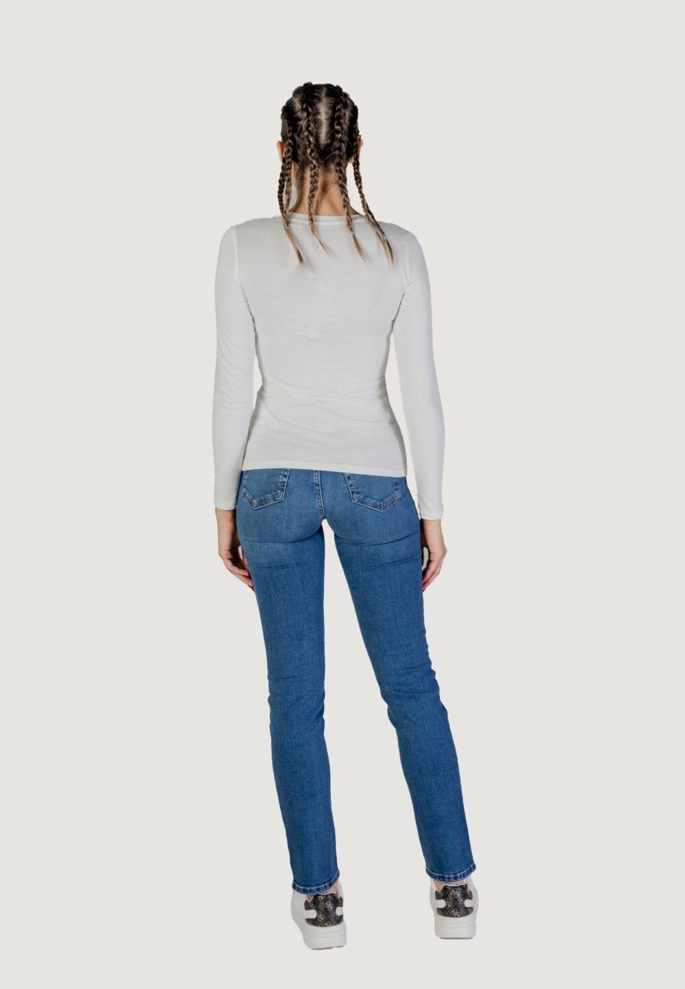 T-shirt manica lunga Guess ls cn python logo Bianco - Foto 5