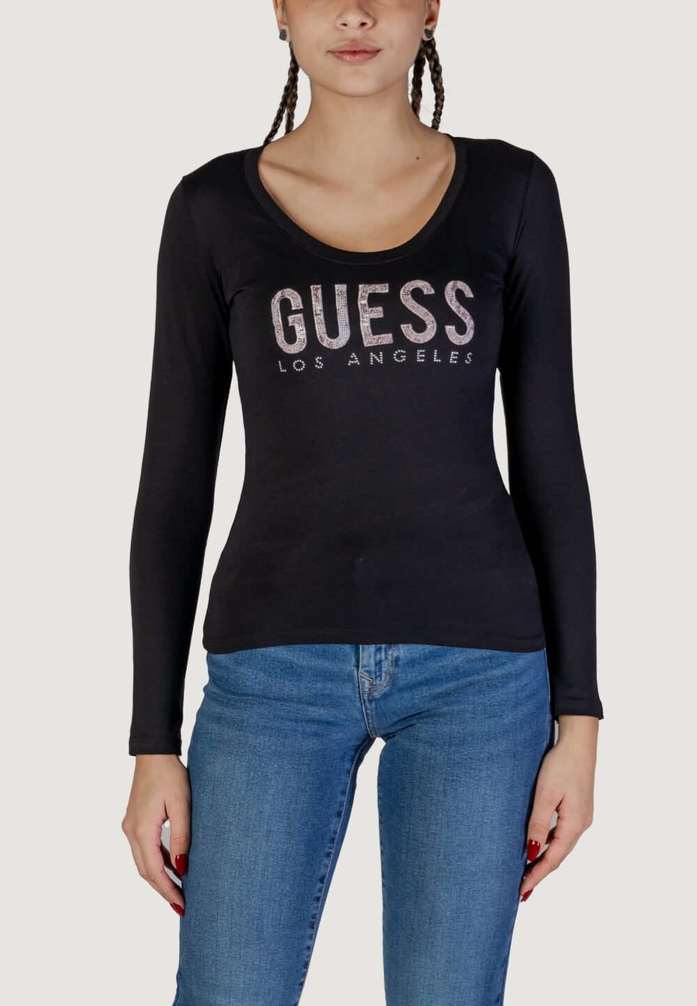 T-shirt manica lunga Guess ls cn python logo Nero - Foto 1