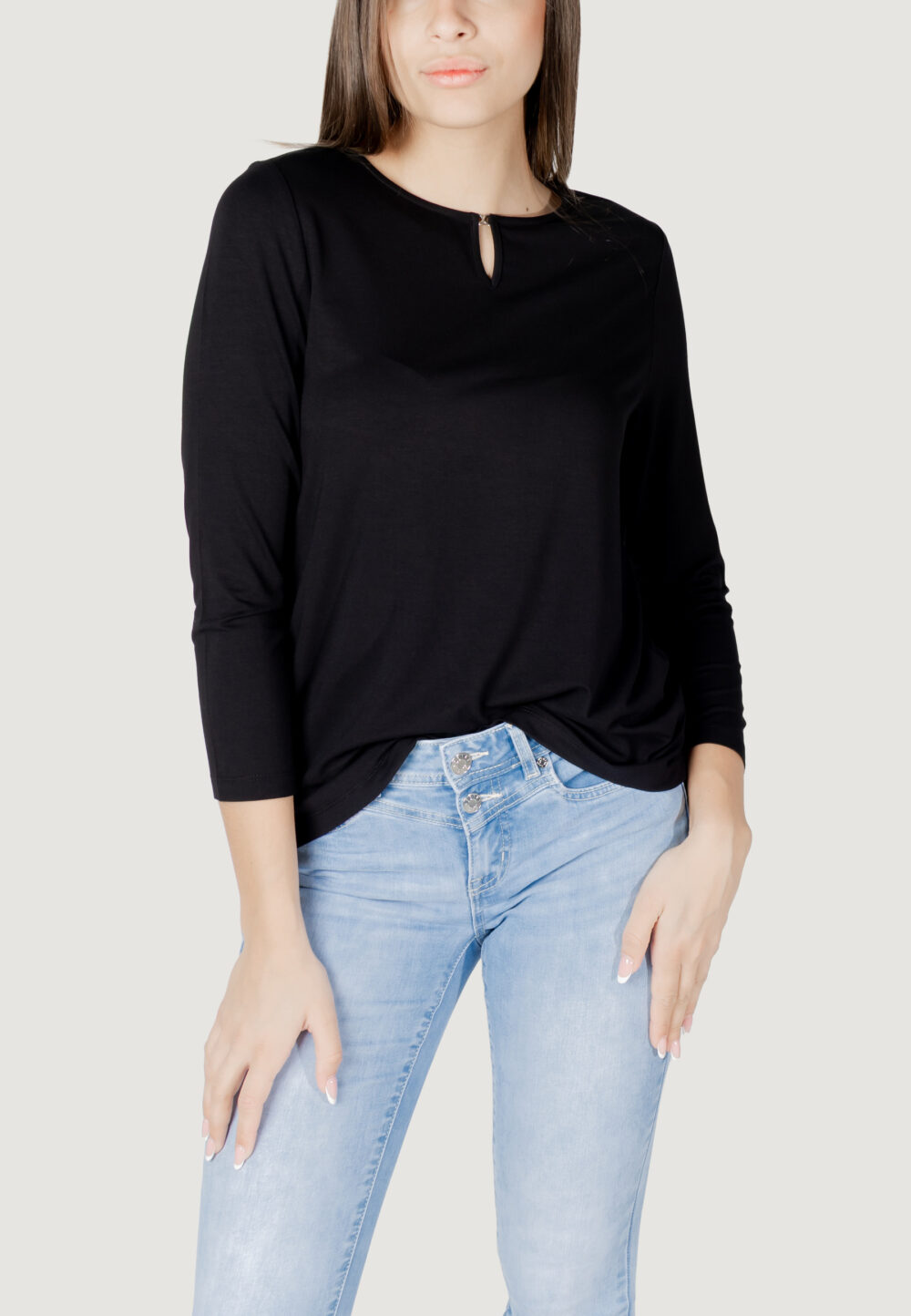 T-shirt manica lunga Street One jersey shirt w.deco detail Nero - Foto 1