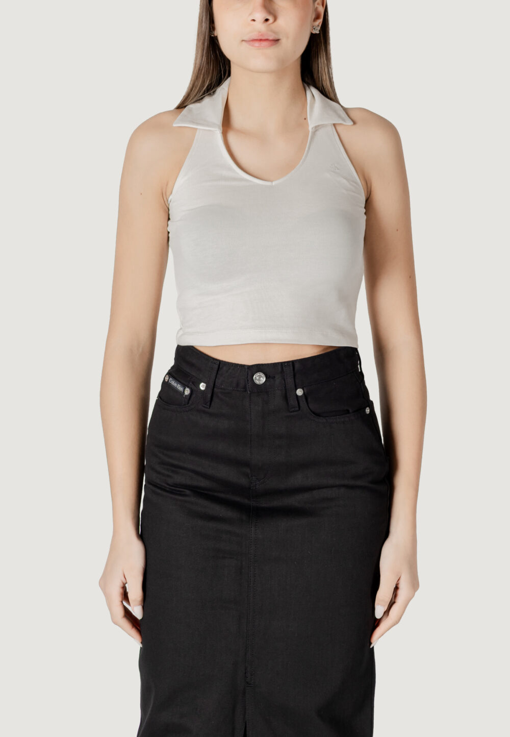 Top Calvin Klein Jeans halterneck polo collar top Beige chiaro - Foto 5