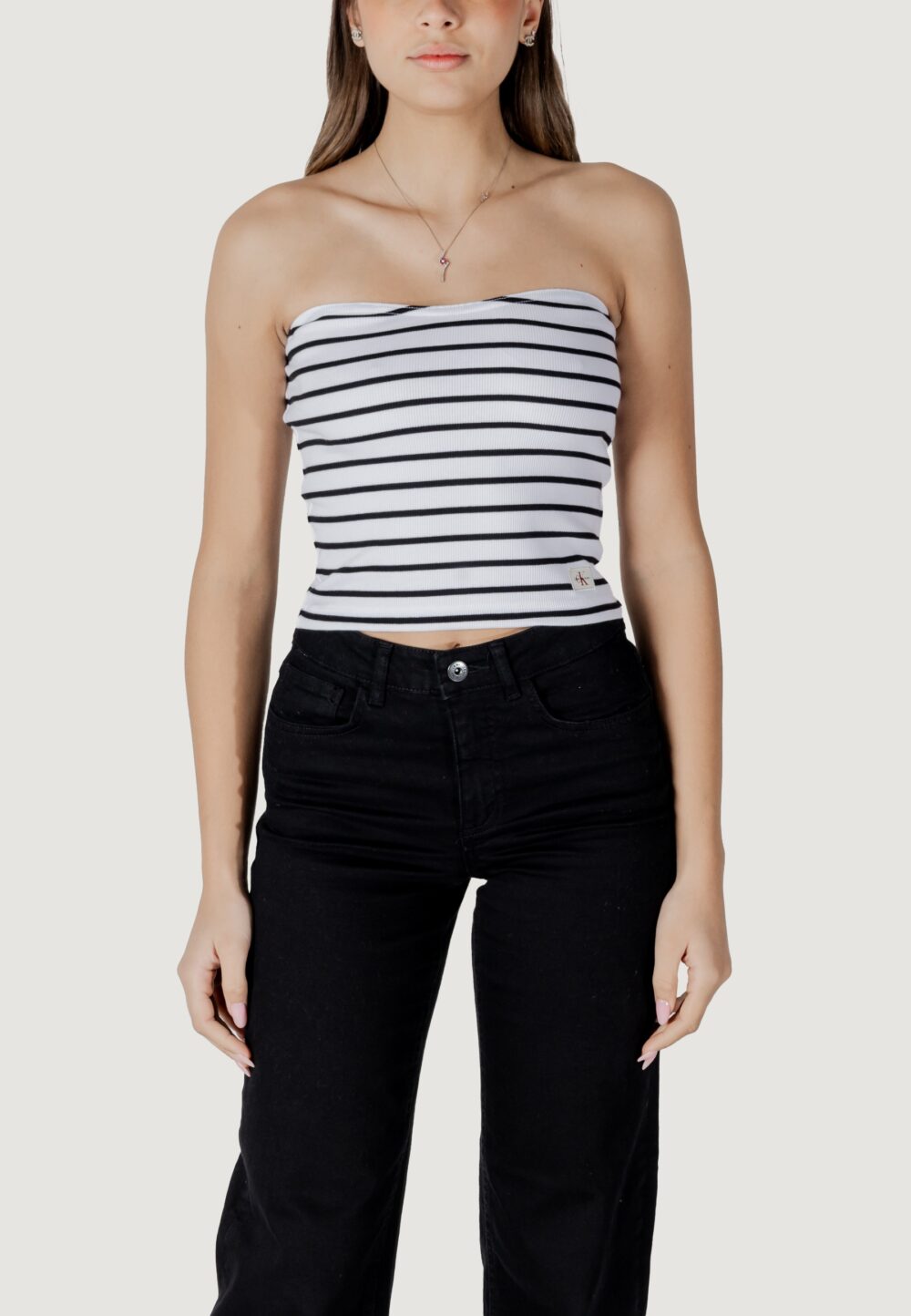 Top Calvin Klein Jeans woven label rib Bianco - Foto 3