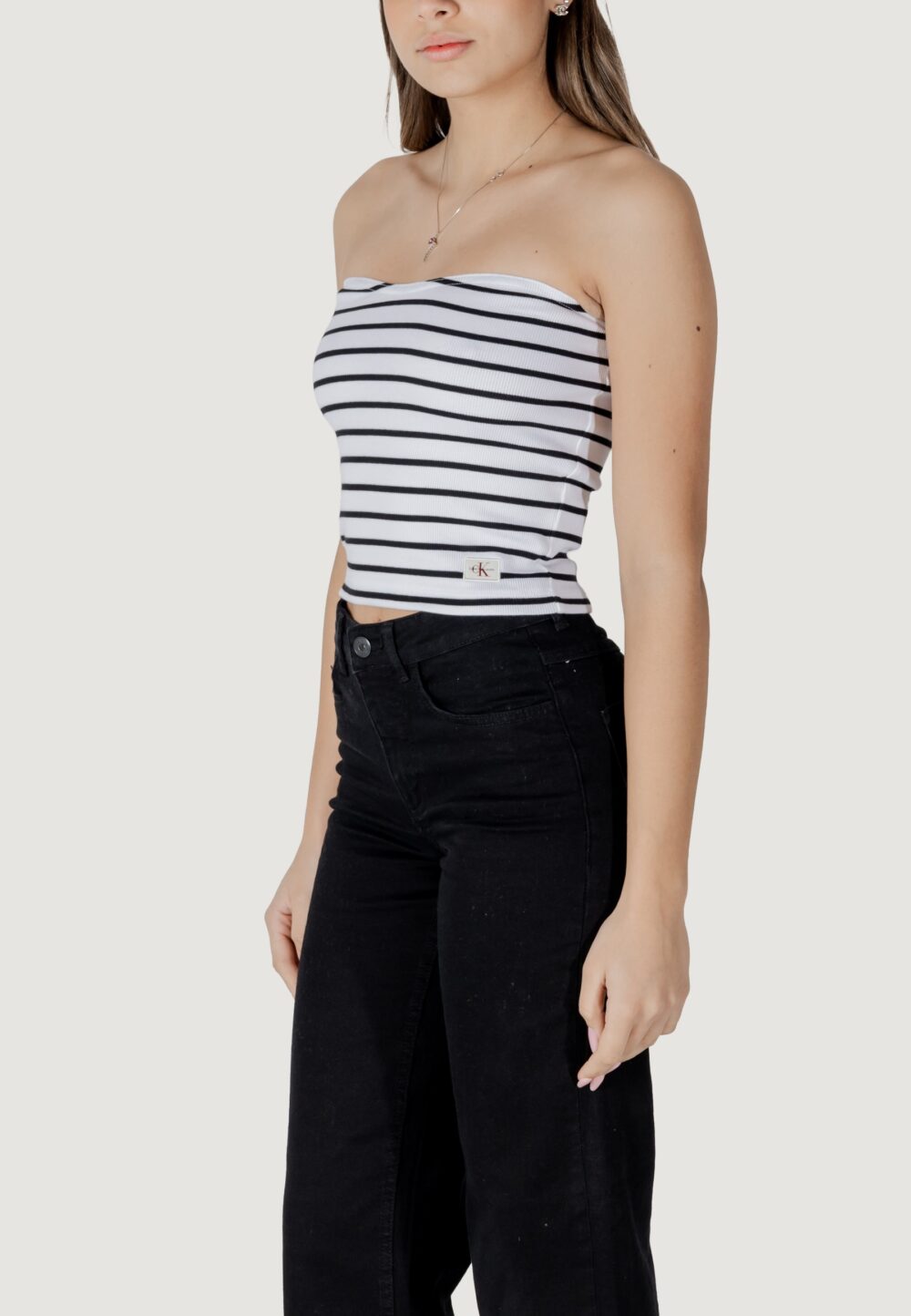 Top Calvin Klein Jeans woven label rib Bianco - Foto 2