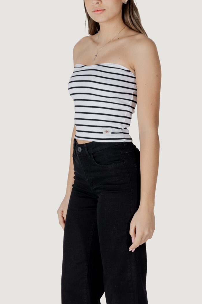 Top Calvin Klein Jeans woven label rib Bianco