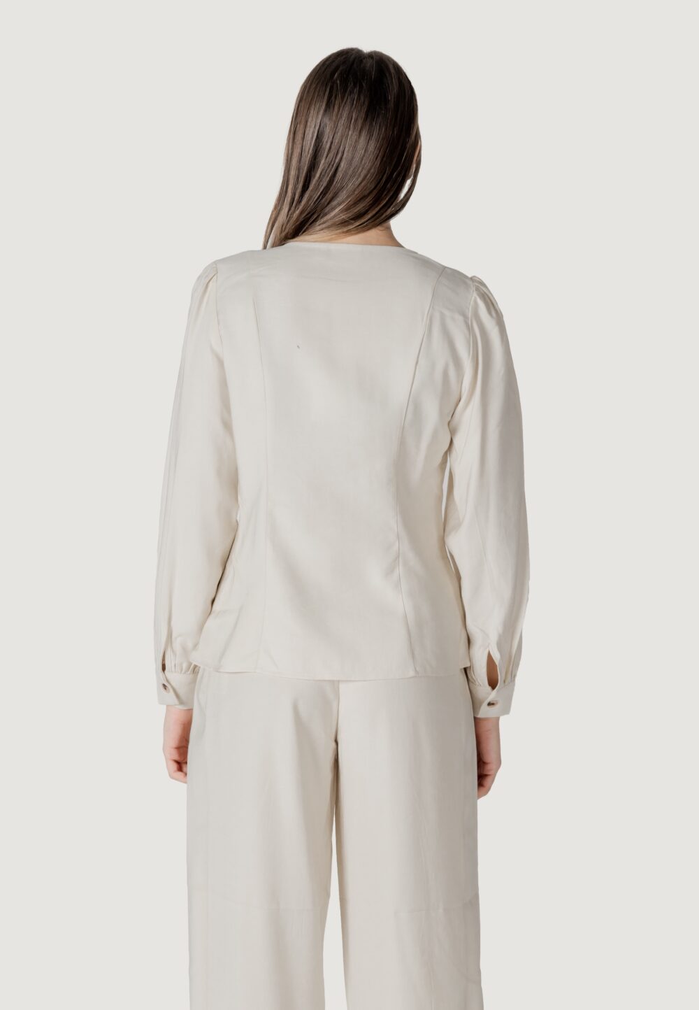 Top Vila Clothes vimulli v-neck l/s top Crema - Foto 4