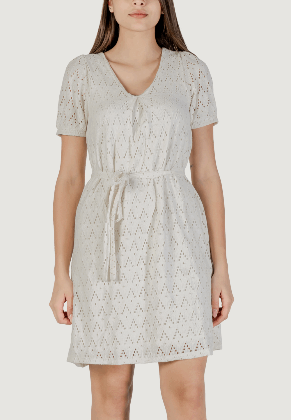 Vestito corto Vila Clothes viamalina v-neck s/s/pb Beige chiaro - Foto 1
