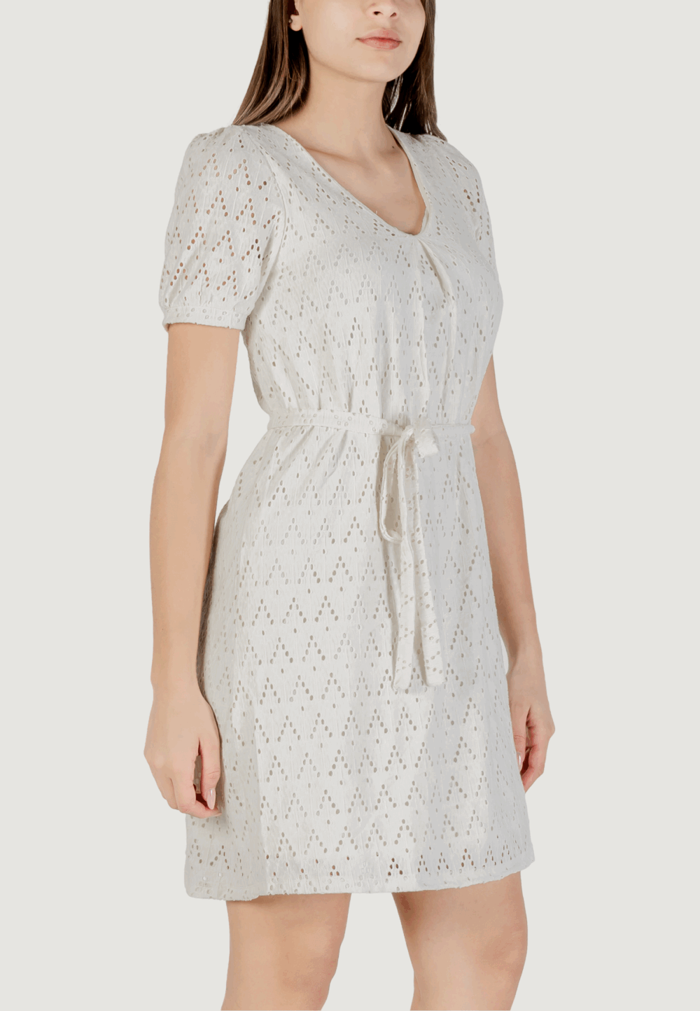 Vestito corto Vila Clothes viamalina v-neck s/s/pb Beige chiaro - Foto 3