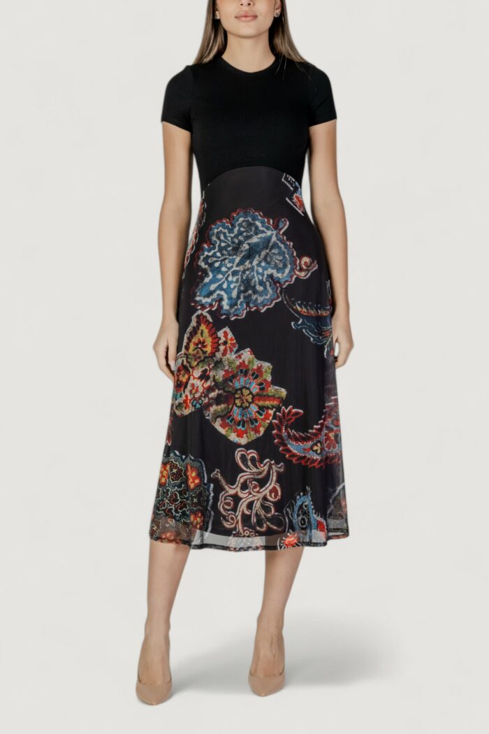Vestito lungo Desigual vest_paisley mesh_lacroix Nero