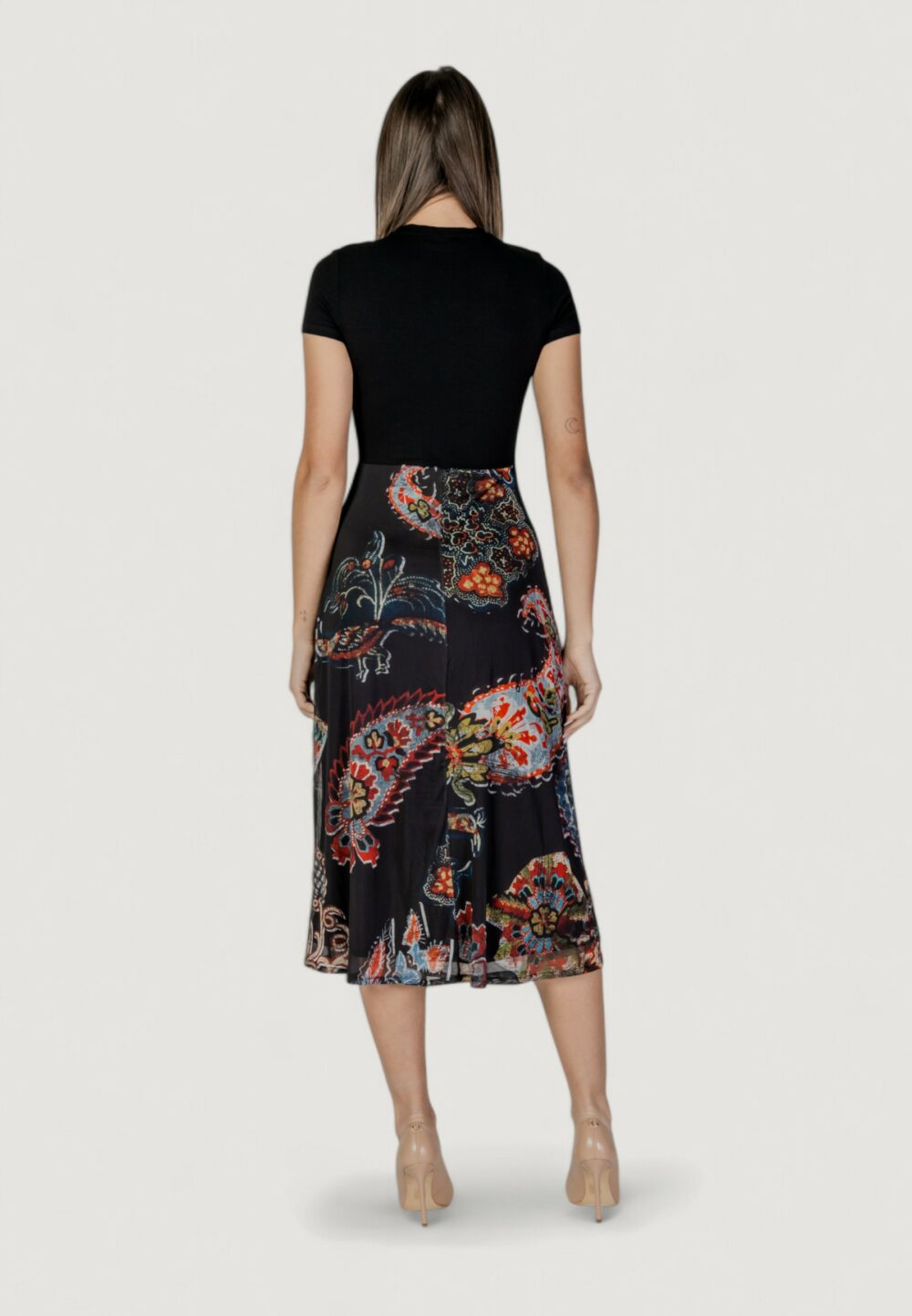 Vestito lungo Desigual vest_paisley mesh_lacroix Nero - Foto 4