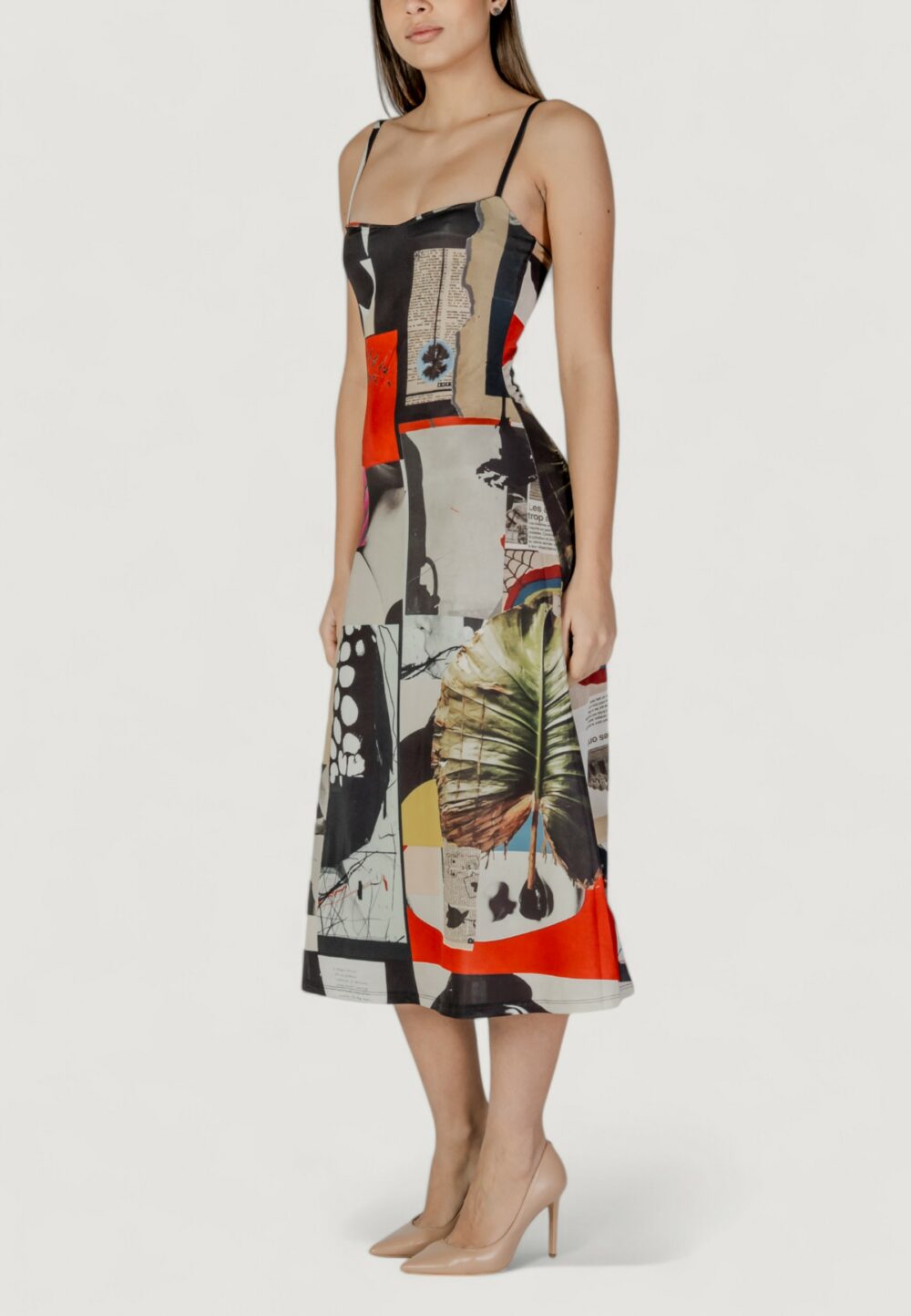 Vestito lungo Desigual vest_newspaper collage_lacroix Rosso - Foto 1