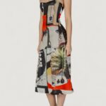 Vestito lungo Desigual vest_newspaper collage_lacroix Rosso - Foto 1