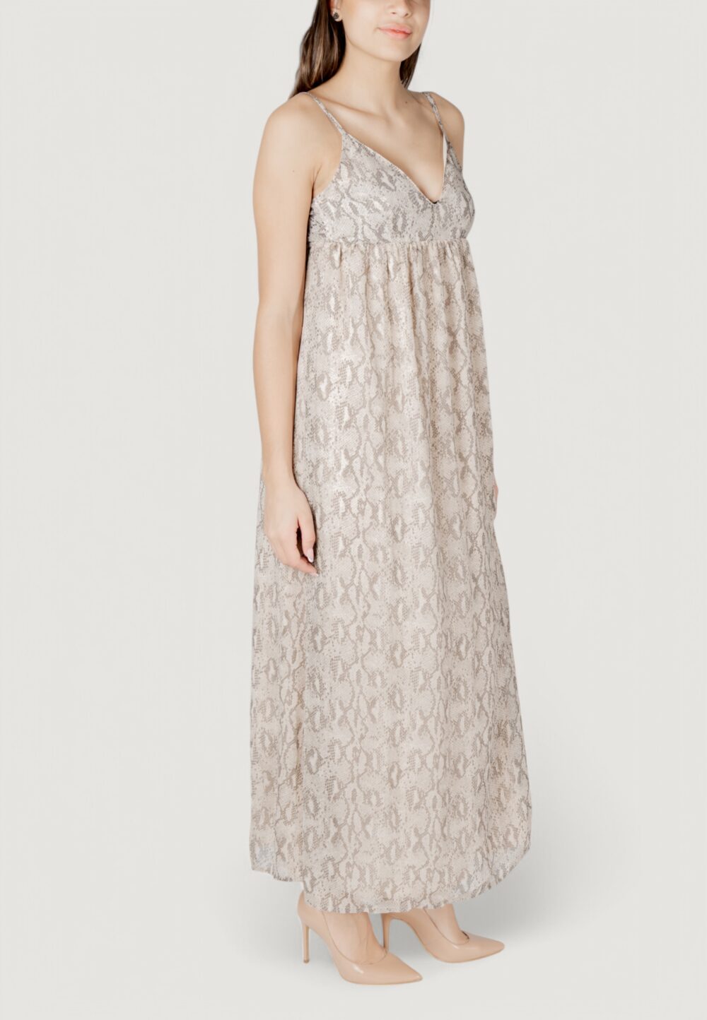 Vestito lungo Only onlsadia life strap bow maxi wvn Beige chiaro - Foto 3