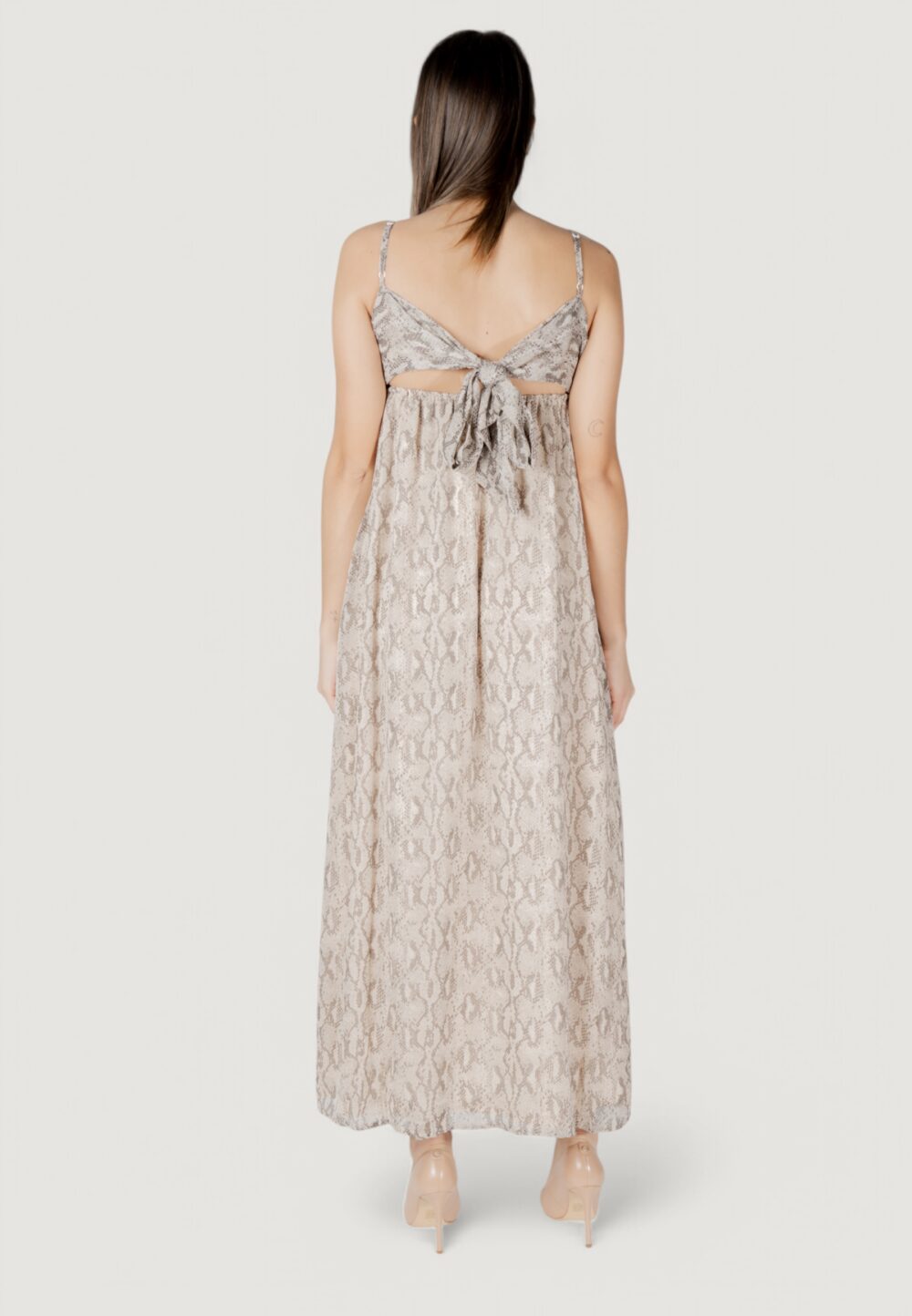 Vestito lungo Only onlsadia life strap bow maxi wvn Beige chiaro - Foto 4