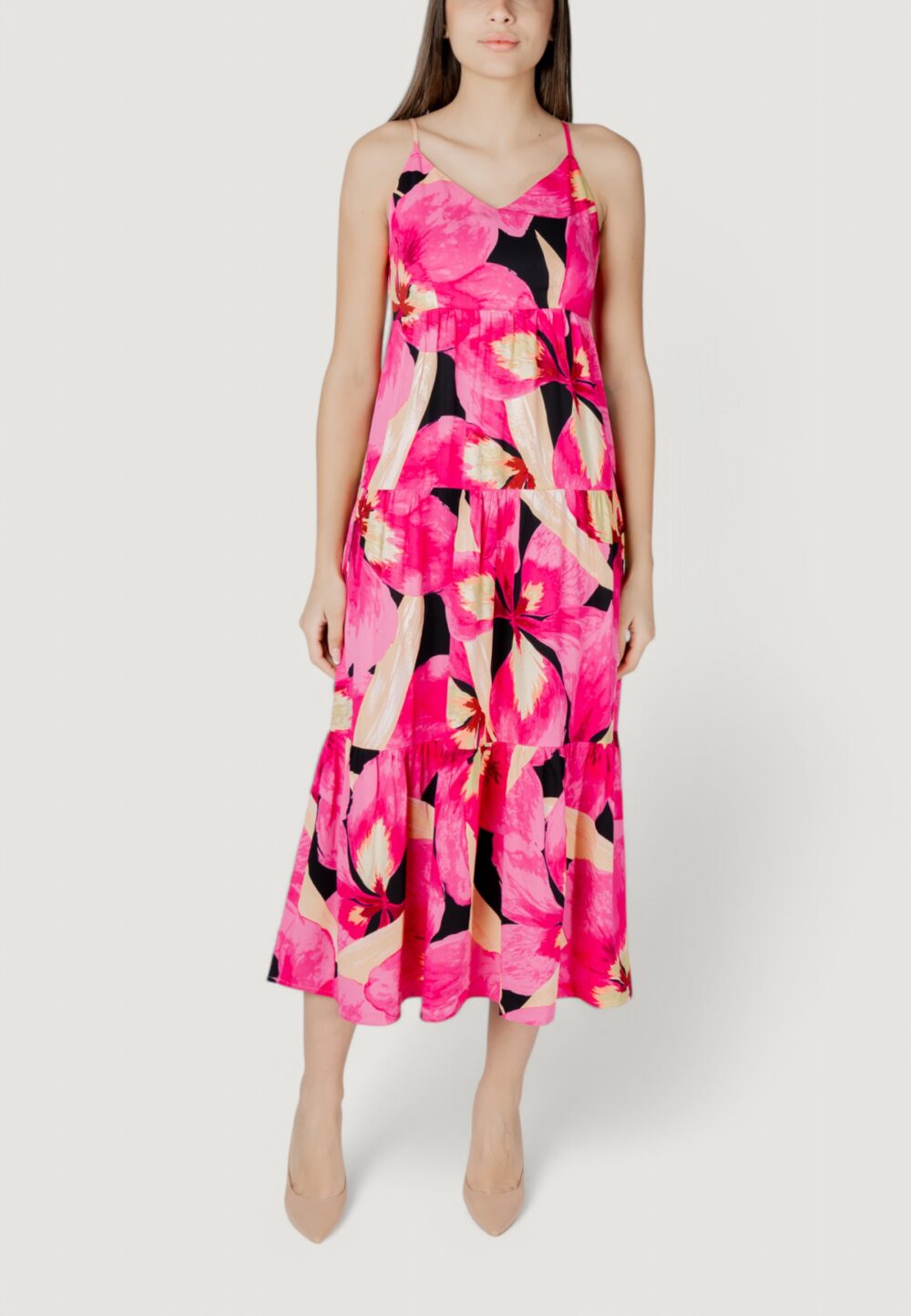 Vestito lungo Only onlalma life vis strap long dress aop Rosa - Foto 1