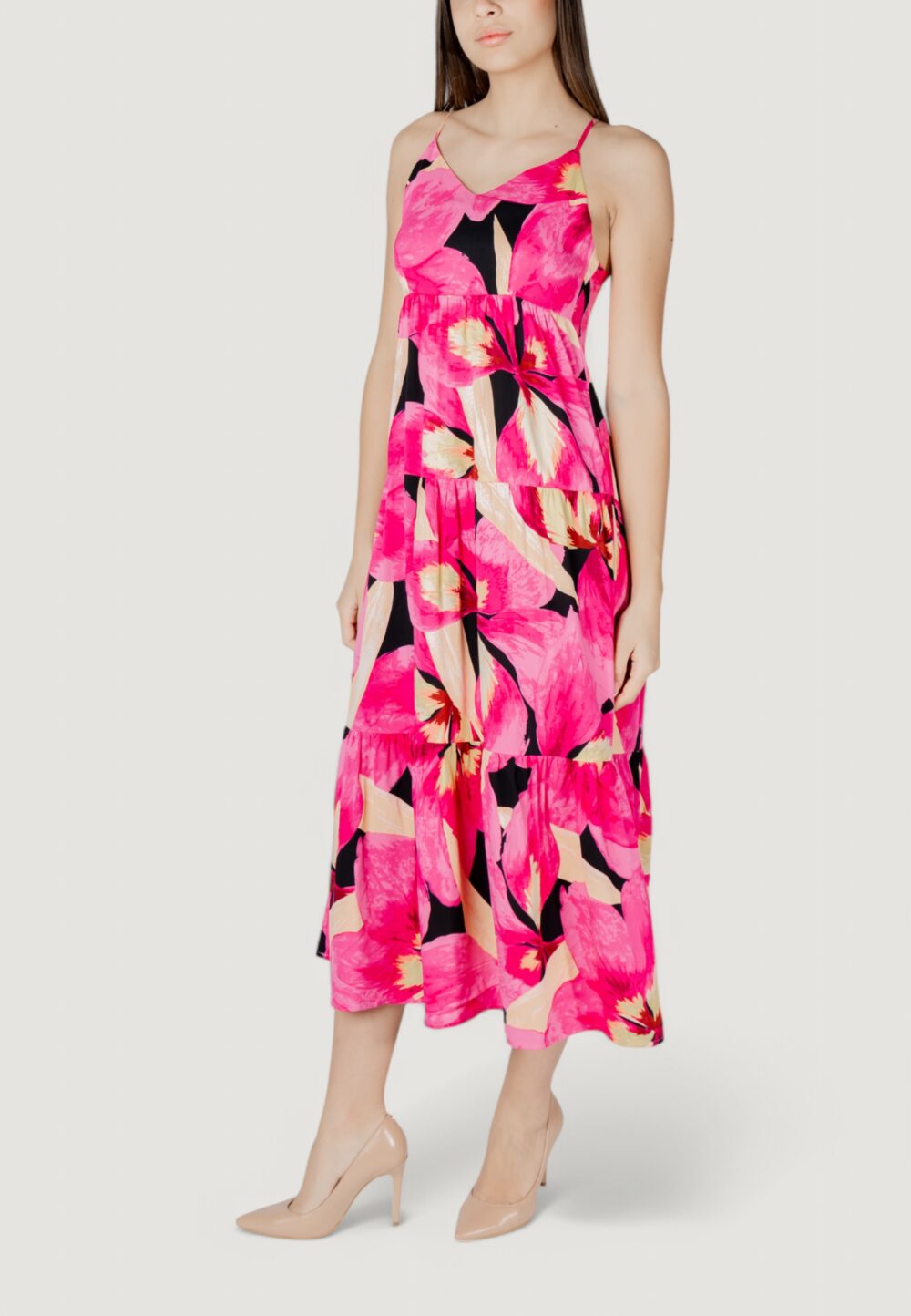 Vestito lungo Only onlalma life vis strap long dress aop Rosa - Foto 2