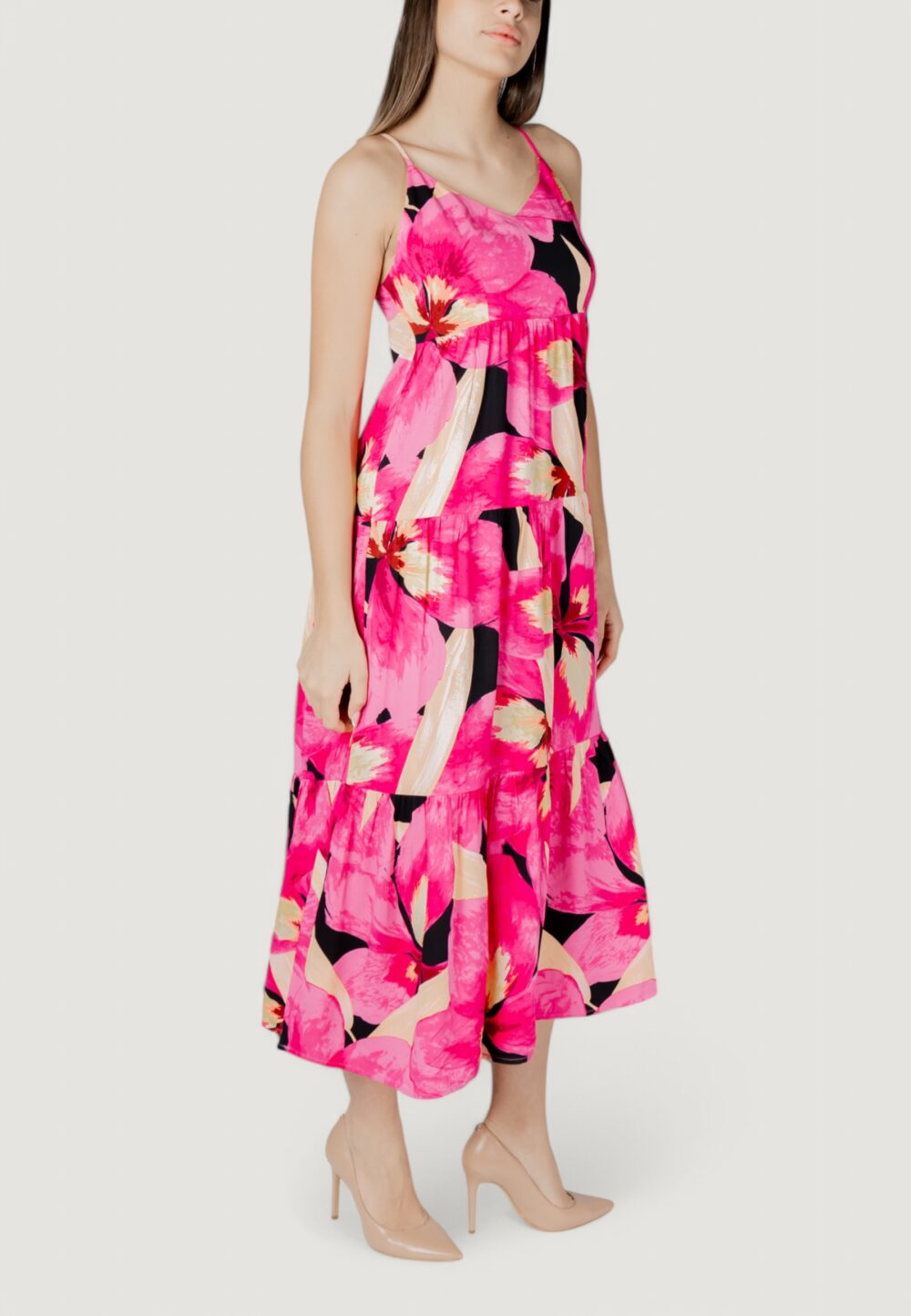 Vestito lungo Only onlalma life vis strap long dress aop Rosa - Foto 3
