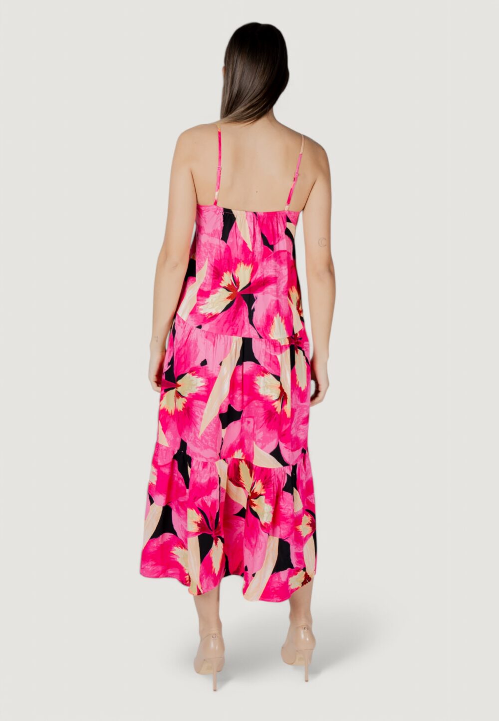 Vestito lungo Only onlalma life vis strap long dress aop Rosa - Foto 4