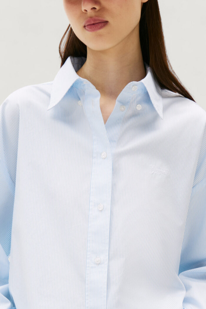 Camicia manica lunga Tommy Hilfiger Jeans tjw reg crop stripe Blu Chiaro