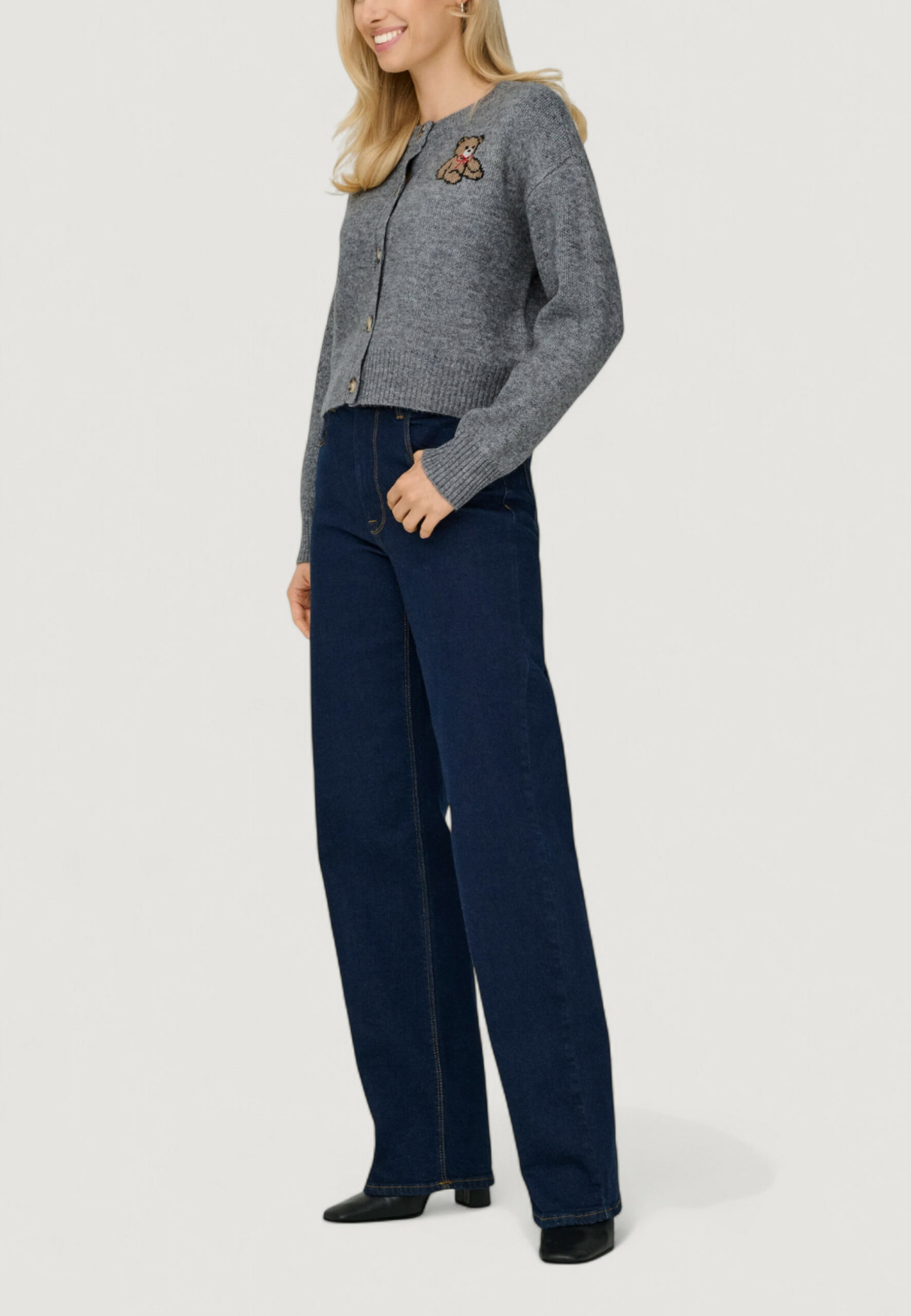 Cardigan Only onlteddy ls cardigan ex knt Grigio - Foto 2