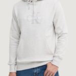 Felpa con cappuccio Calvin Klein Jeans chenille monologo Grigio Chiaro - Foto 1