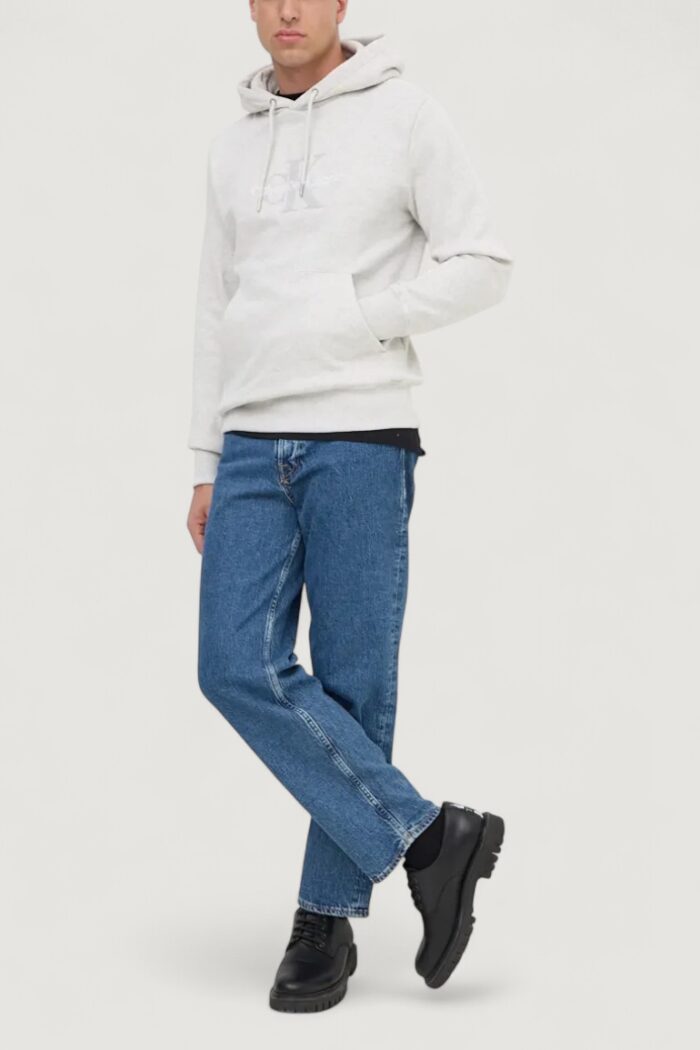 Felpa con cappuccio Calvin Klein Jeans chenille monologo Grigio Chiaro