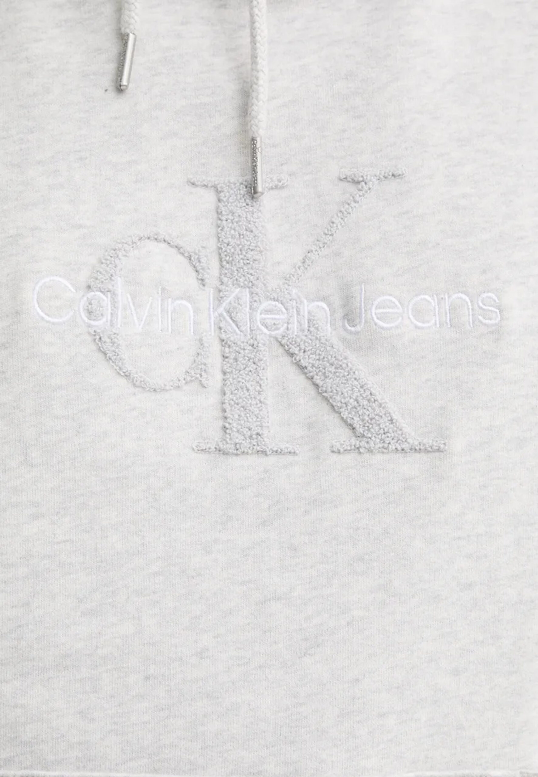 Felpa con cappuccio Calvin Klein Jeans chenille monologo Grigio Chiaro - Foto 5
