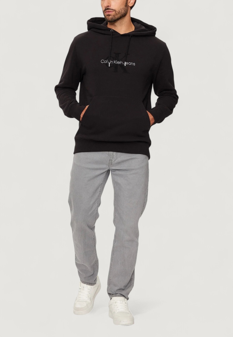 Felpa con cappuccio Calvin Klein Jeans chenille monologo Nero - Foto 2