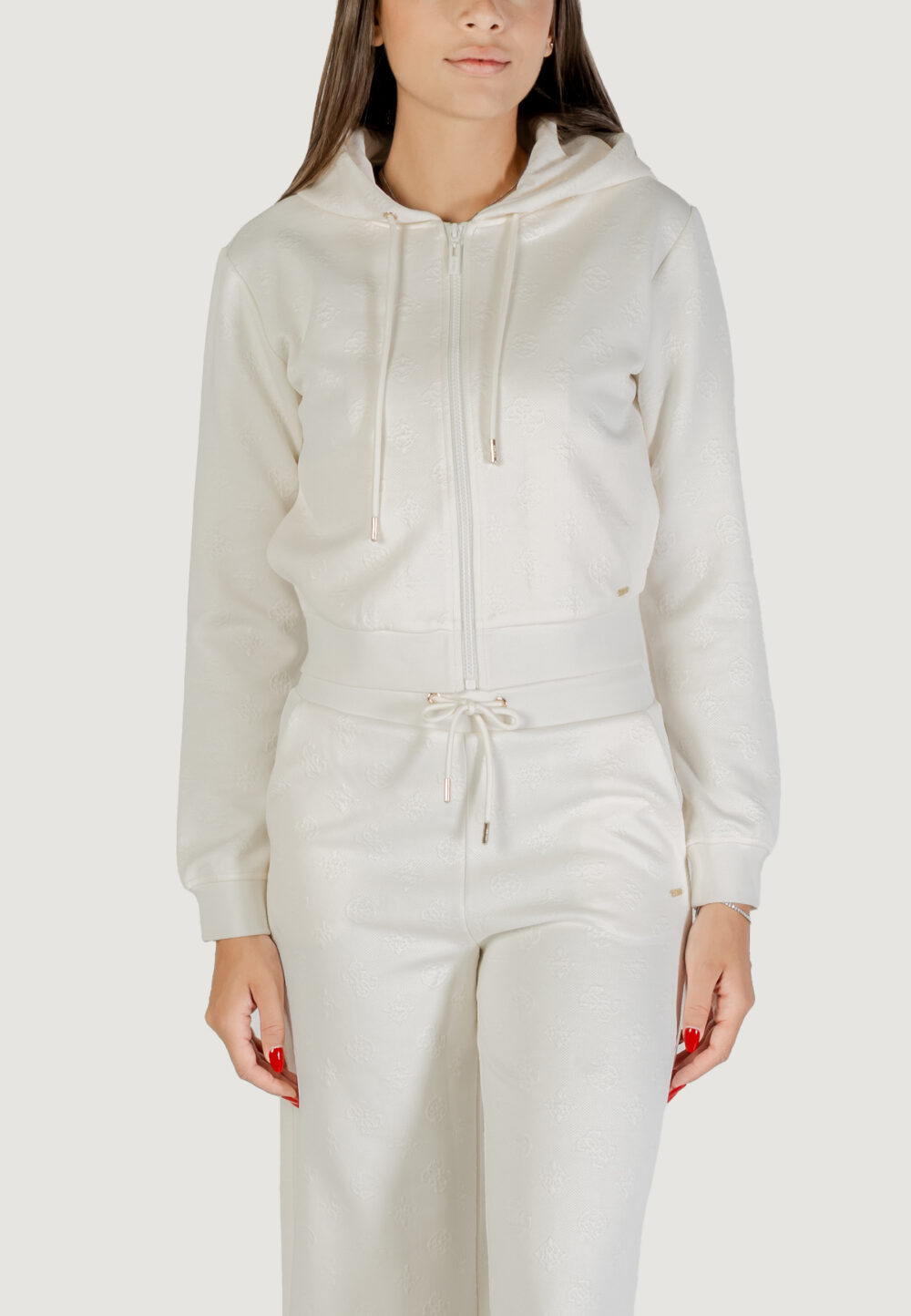 Felpa con cappuccio Guess Active 3d peony zipper hoodie jacket Bianco - Foto 1